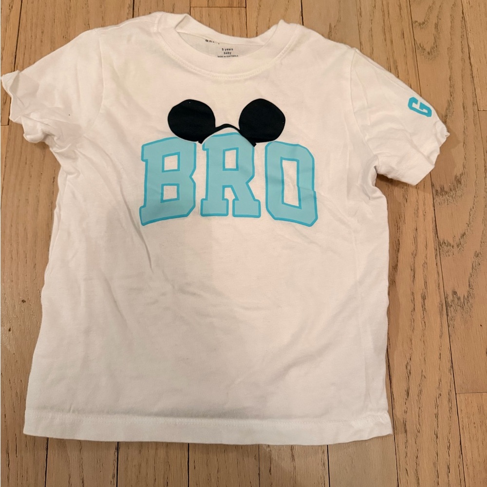 GAP White Tee with Light Blue Disney 'BRO'